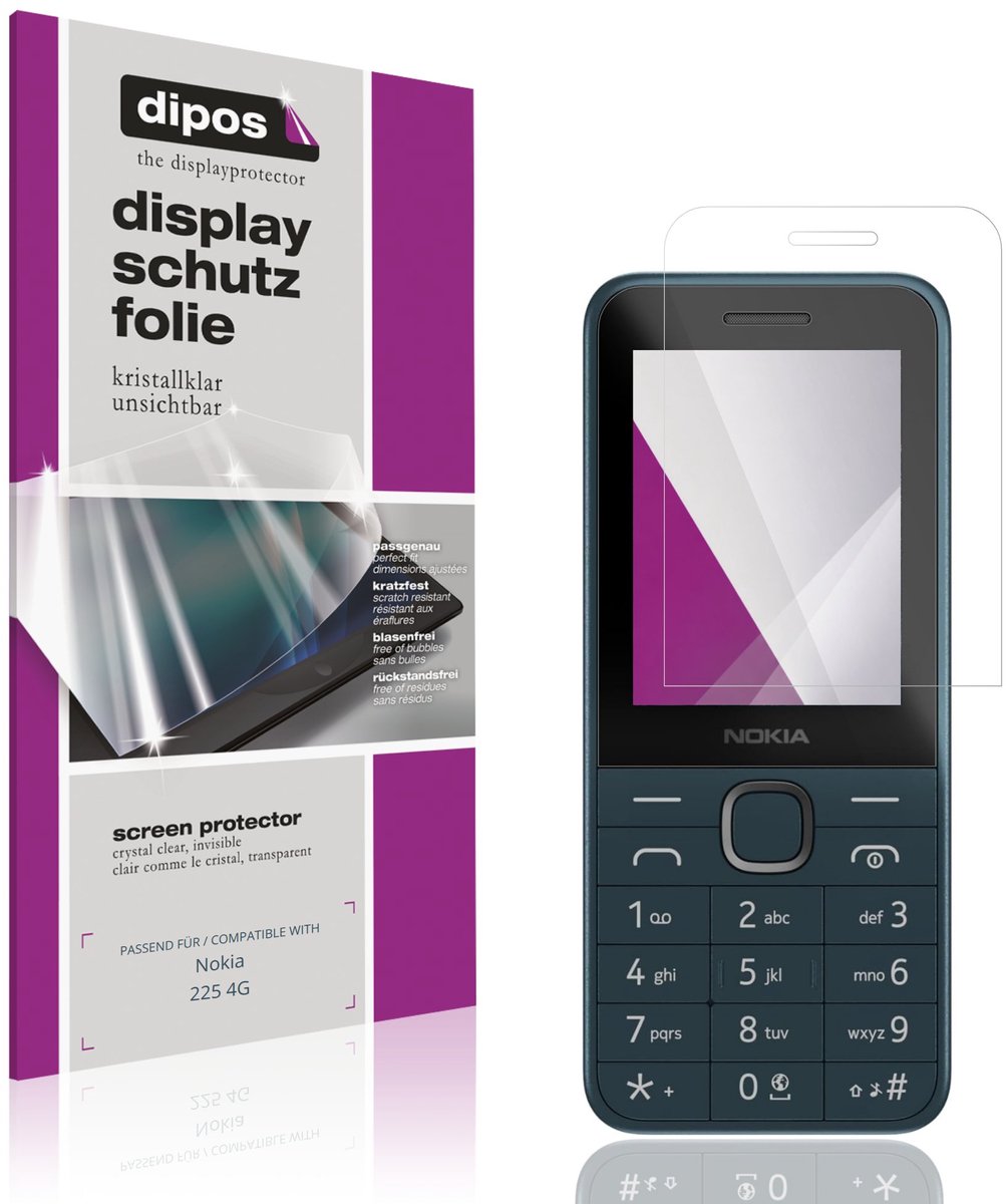dipos – 4x Beschermfolie geschikt voor Nokia 225 4G | Krasbestendige & heldere Screenprotector Ultra-Thin