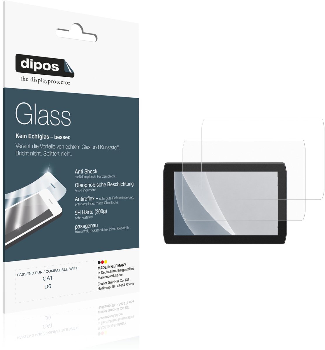 dipos – 2x Matte Pantserfolie geschikt voor CAT D6 | 9H Screenprotector