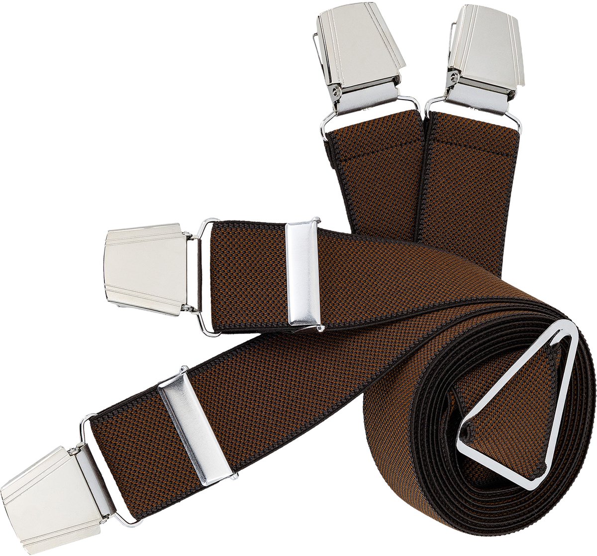 LINDENMANN heren bretels met extra sterke clips X-vorm - cognac