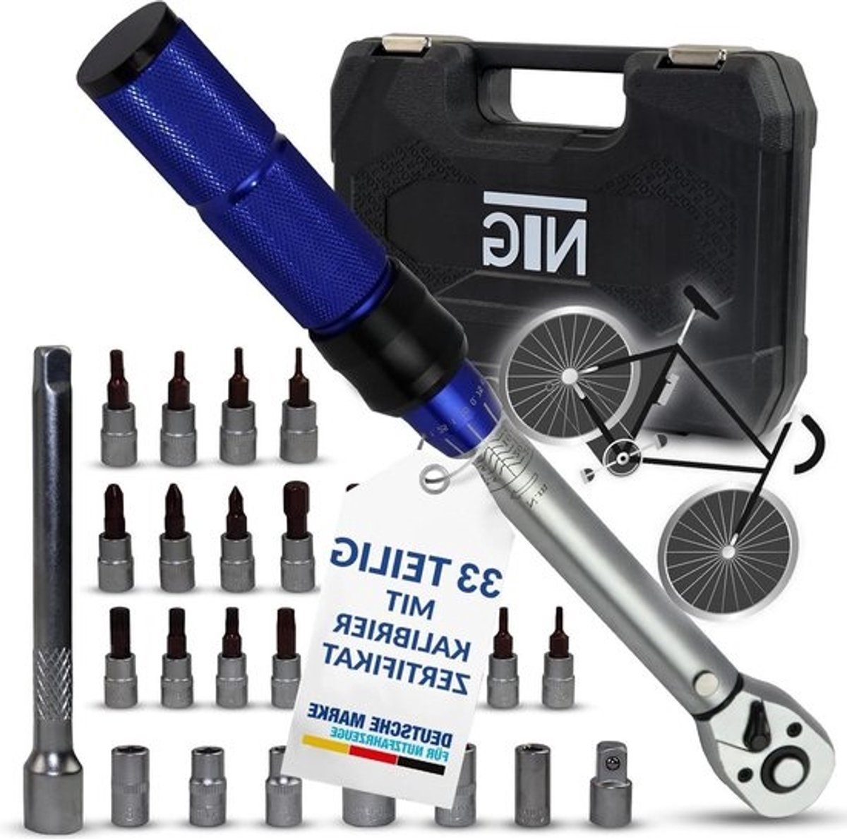 Momentsleutel Fiets 1-4 inch 5-25 Nm-Fiets Motorfiets-Verlengstang 23 bits 6 moeren-Kalibratiecertificaat Individueel Serienummer