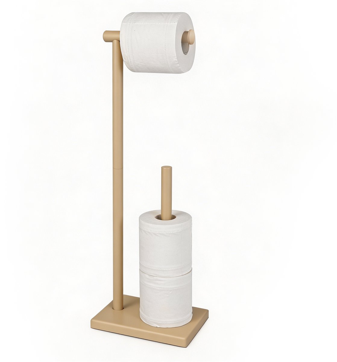 VDN Stainless wc rolhouder staand - wc rolhouder beige - Toiletrolhouder en reserverolhouder - RVS - Geschikt voor 3+1 WC papier rollen - 2 in 1
