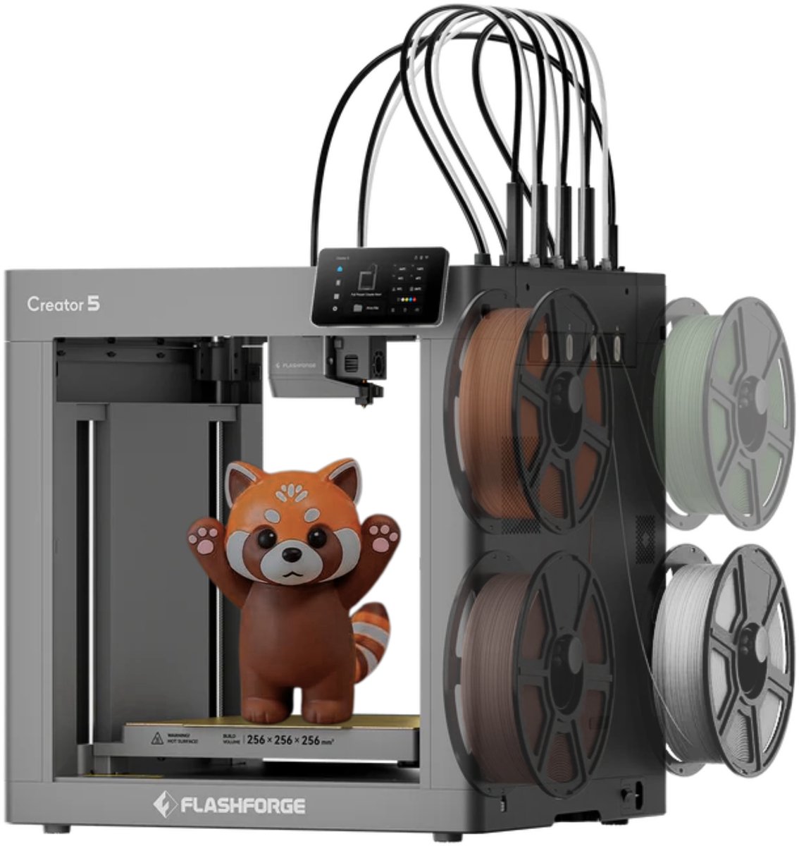 Flashforge Creator 5 Multi-Color 3D Printer met 4 Toolheads - FlashSwap 7s - CoreXY - Auto Leveling - Multi-materiaal ondersteuning - 256x256×256mm - WiFi