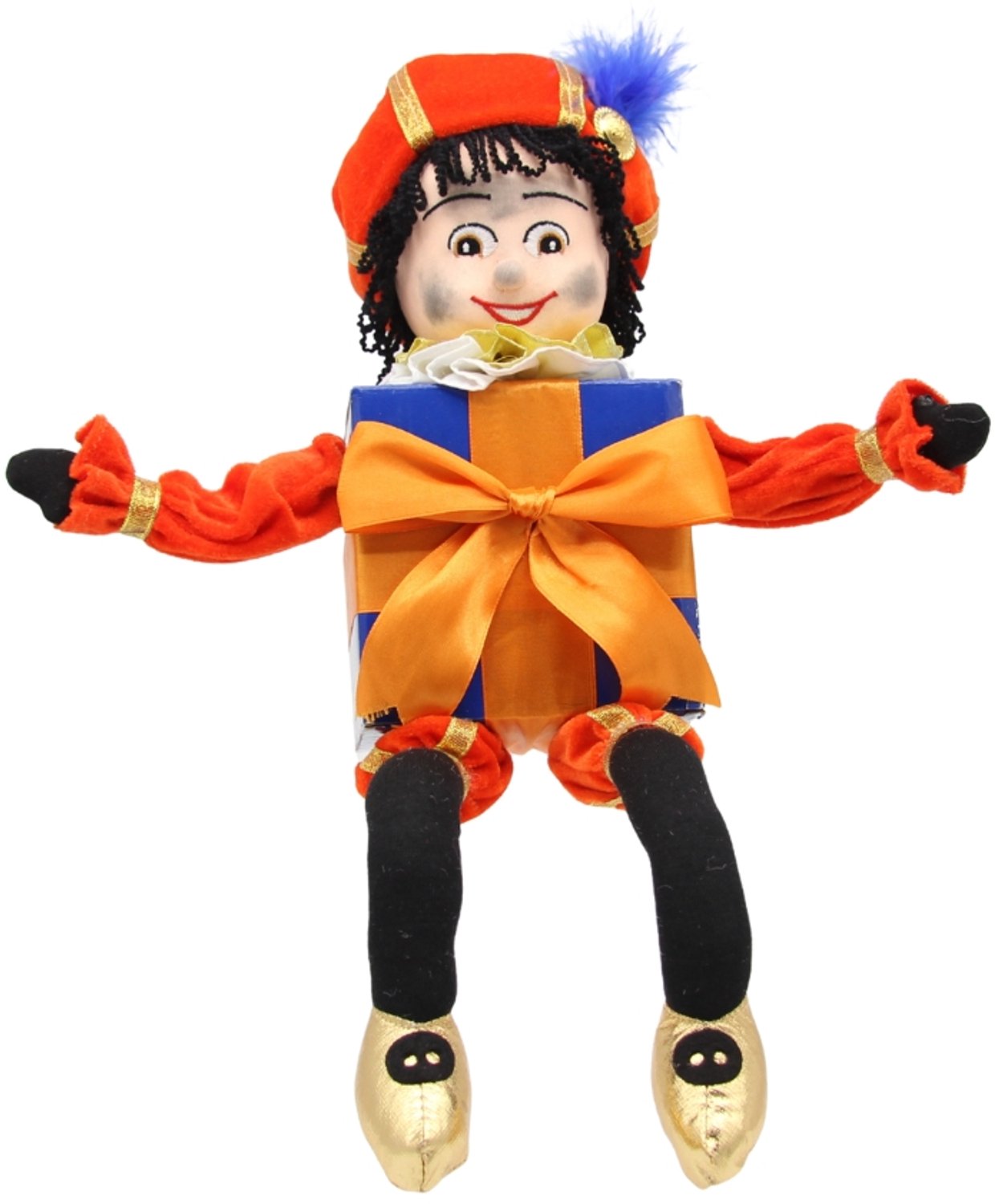 Pietenpop in cadeautje - Sinterklaasdecoratie - 40 cm- Beekwilder design - handgemaakt