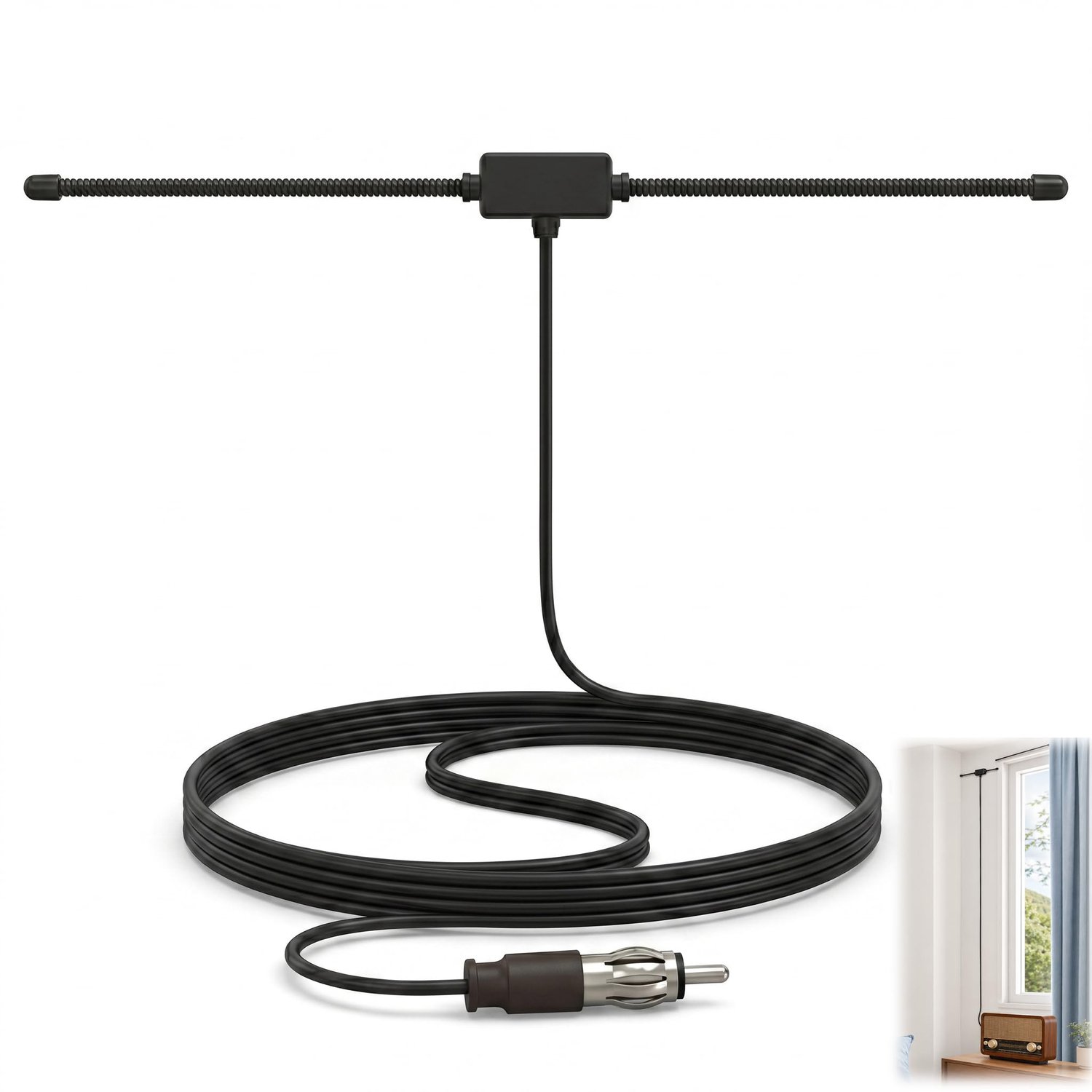 FM-dipoolantenne 50 Ohm - 3 meter verlengkabel - type F-connector - zeer gevoelige binneninstallatie - Vemera