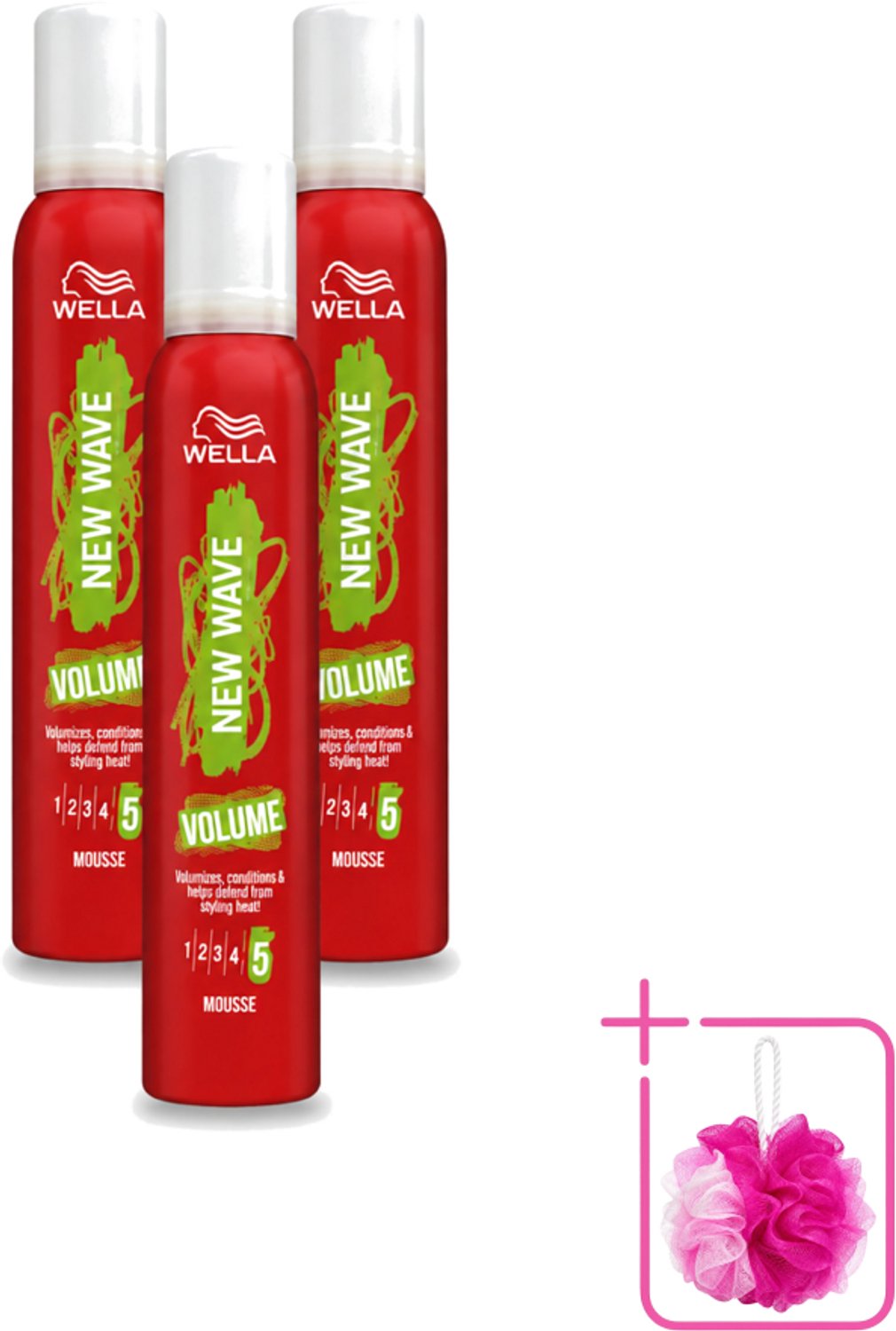 3 x Wella – New Wave Boost – Volumemousse – 200 ml - Bulkverpakking - Haarmousse - Douchemop - Volume