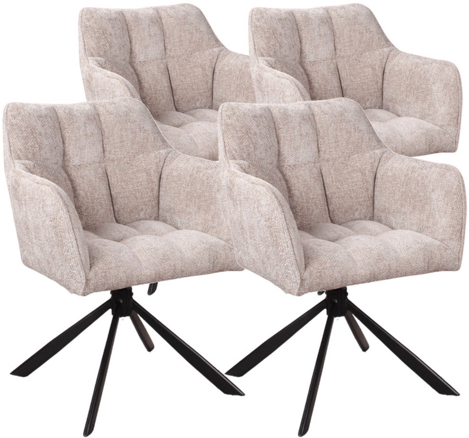 DS4U - - Puck armstoel met terugdraaifunctie - Set van 4 - Champagne - Stof