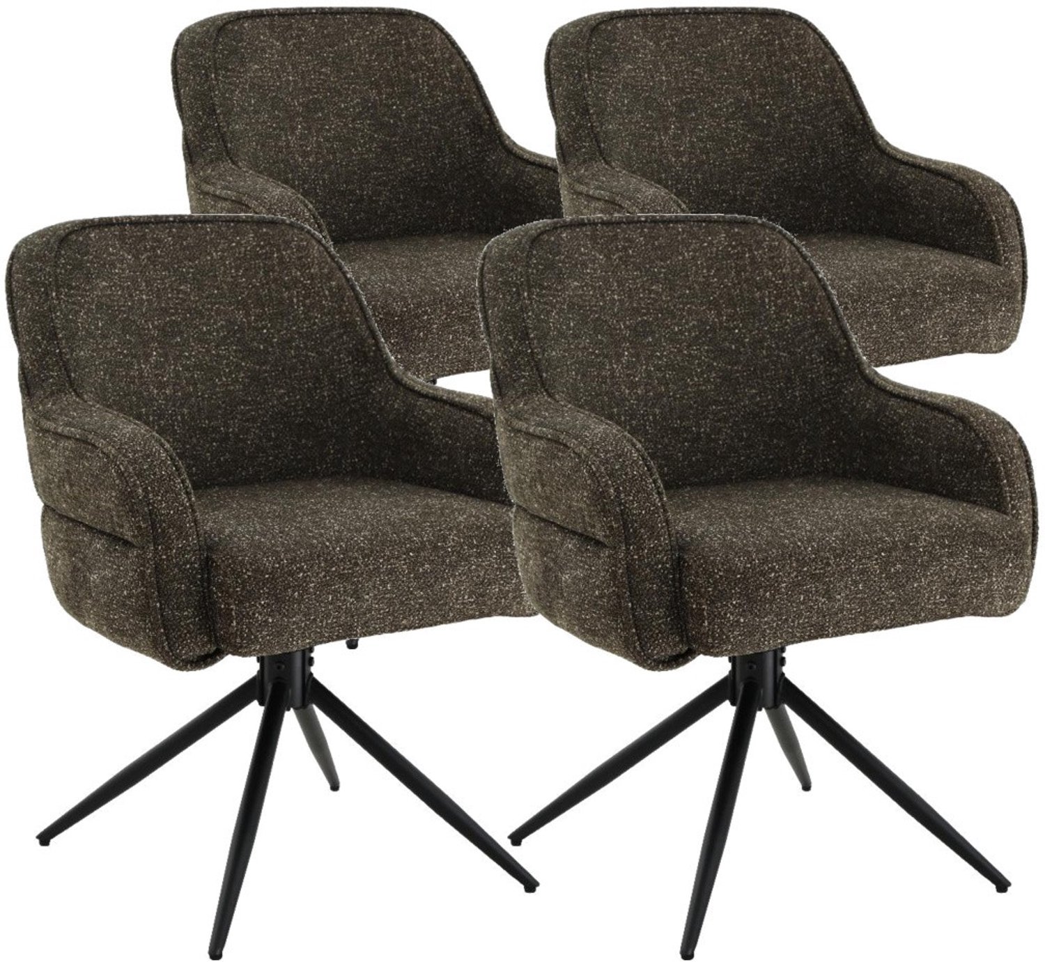 DS4U - - Loisa armstoel met terugdraaifunctie - Set van 4 - Groen - Stof