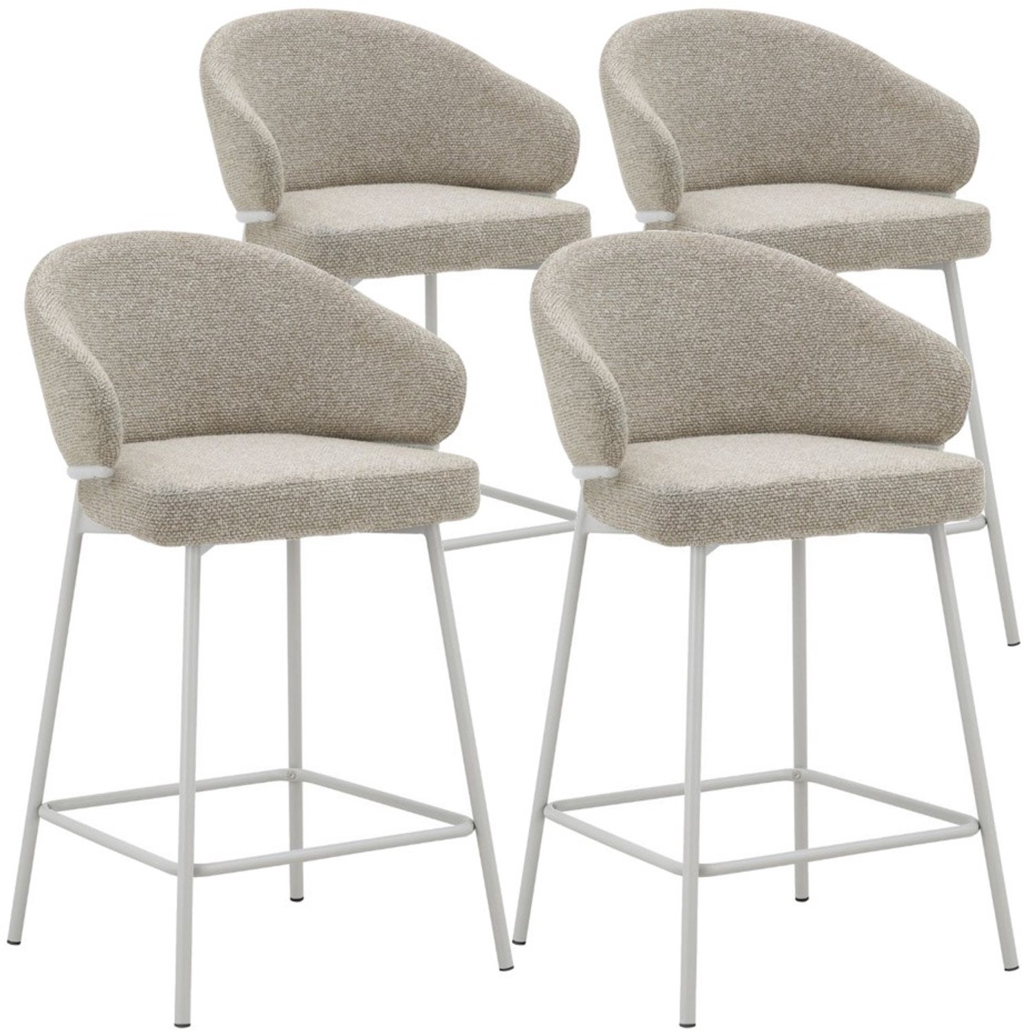 DS4U - - Sofia barkruk 65 cm - Set van 4 - Champagne met beige poot - Stof