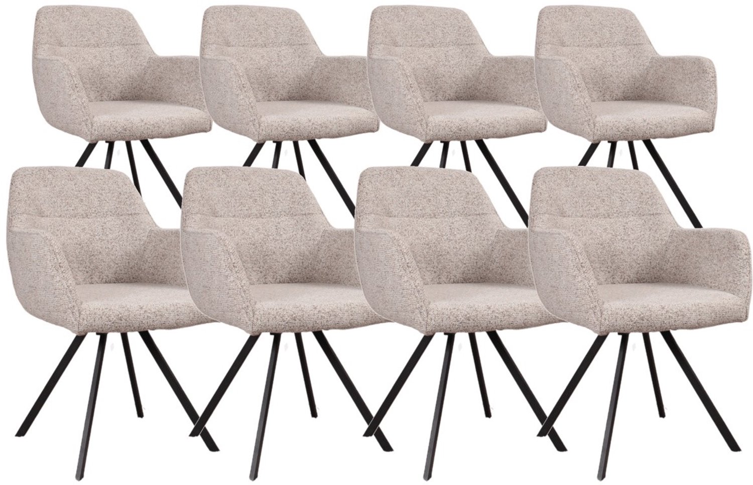 DS4U - - Mats draaibare eetkamerstoel - Set van 8 - Taupe - Stof - Met armleuning