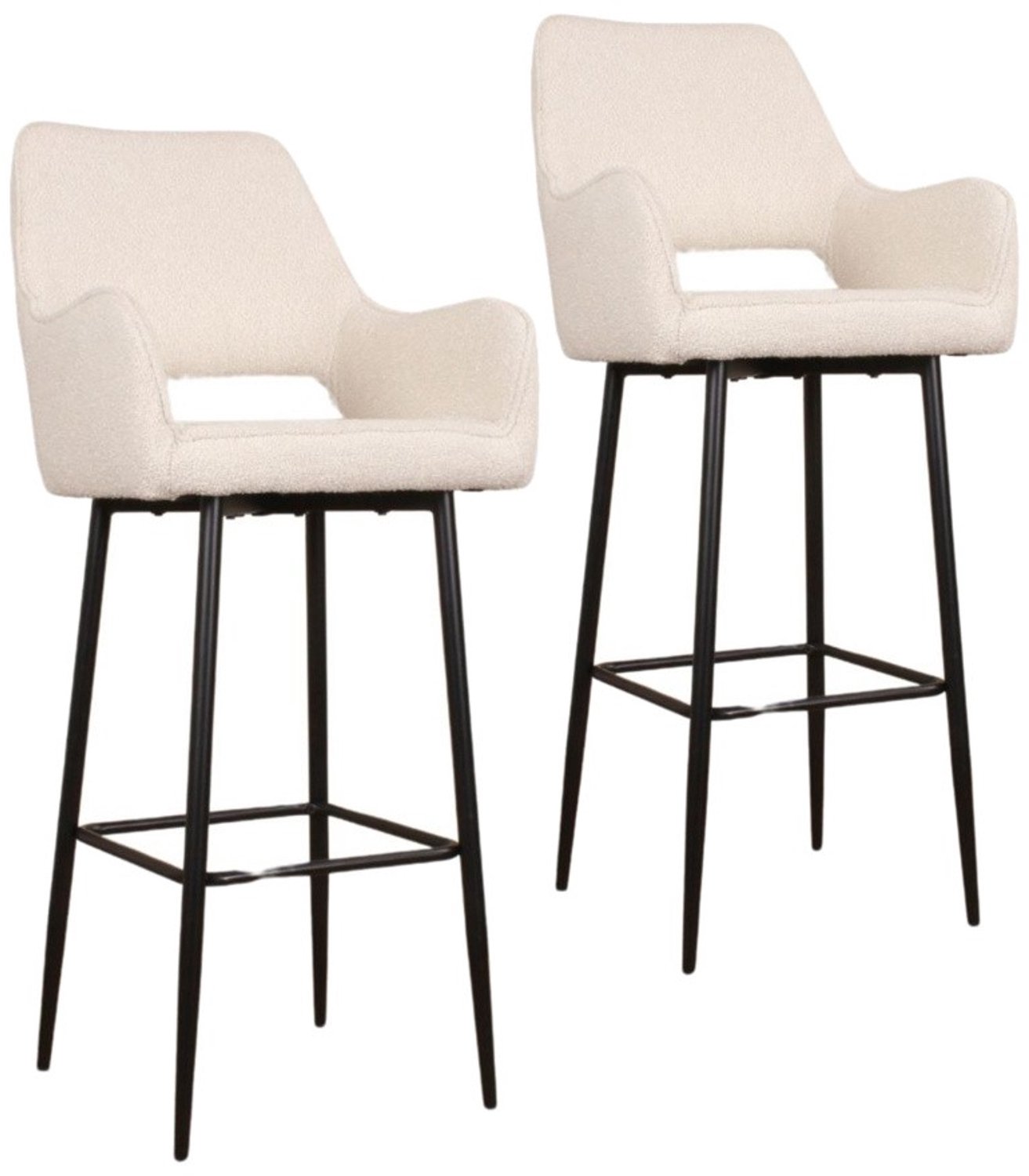 DS4U - - Lenon barkruk 75 cm - Set van 2 - Ivoor - Boucle - Met armleuning