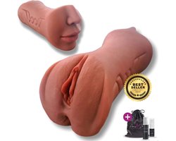 ME'ADAM Melange™ - 3D Realistische Masturbator - Inclusief opbergtas & glijmiddel - 3 in 1 - Vagina, Anus & Mond - Sex toys voor mannen - Realistische vagina - Pocket Pussy - Kunstvagina - Masturbator Voor Man