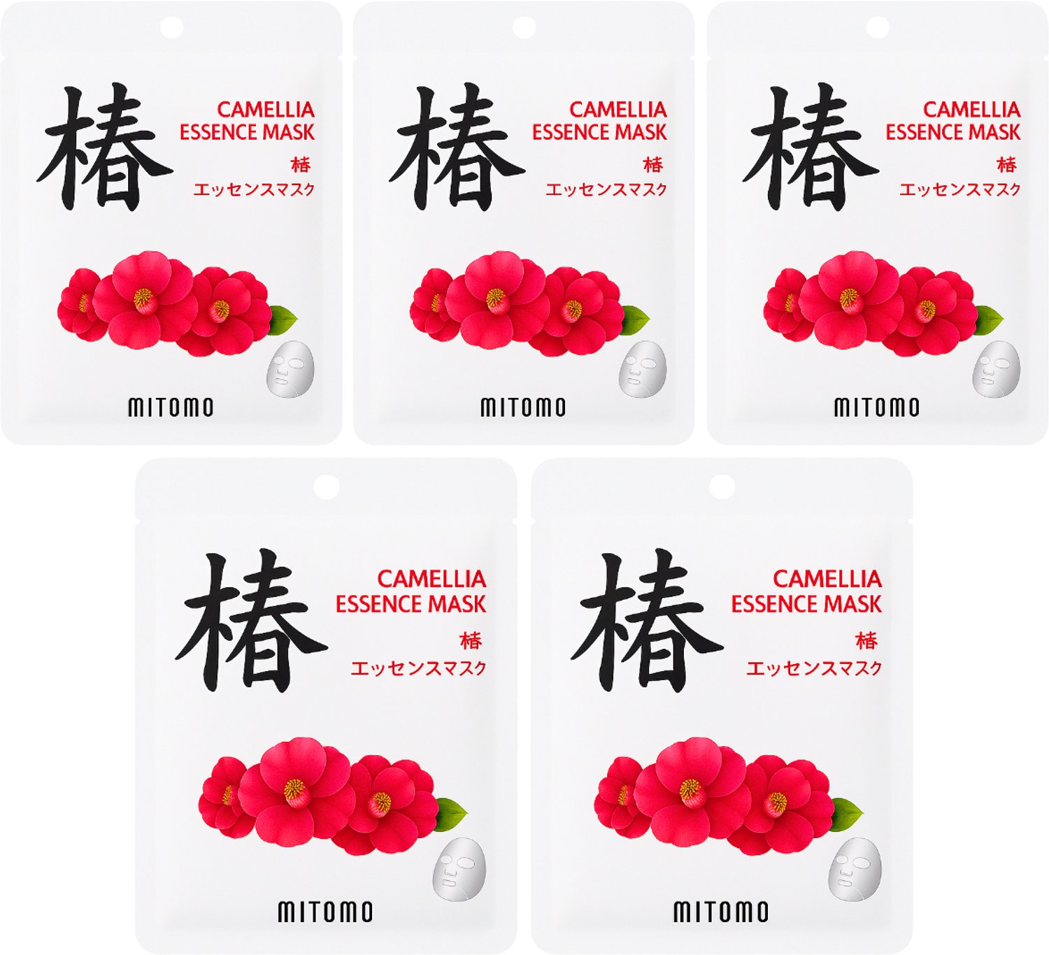 MITOMO Gezichtsmasker Camellia - Anti Rimpel & Anti Aging Sheet Mask - Gezichtsverzorging - 5 Stuks