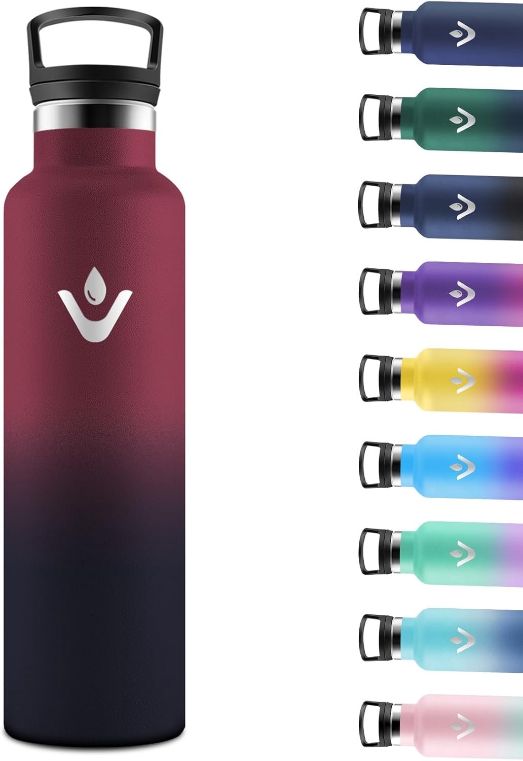 Thermosfles 1L met Rietje - Rvs, Lekvrij - Voor Sport en Reizen - Donkerpaars en Roze - ServiceTopper