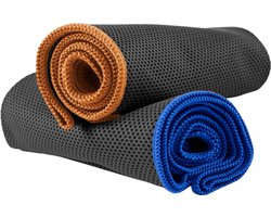 NirvanaShape - microvezel handdoek - verkoelende handdoek - koelhanddoek met directe verkoeling - ultralichte cooling towel - 80 x 30 cm - Grijs / Oranje Rand