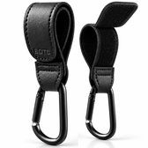 BOTC Kinderwagen tassenhaakjes - Leer - Haakjes voor tassen - Set van 2 - Leather - Extra stevig - Buggy haakjes - Zwart