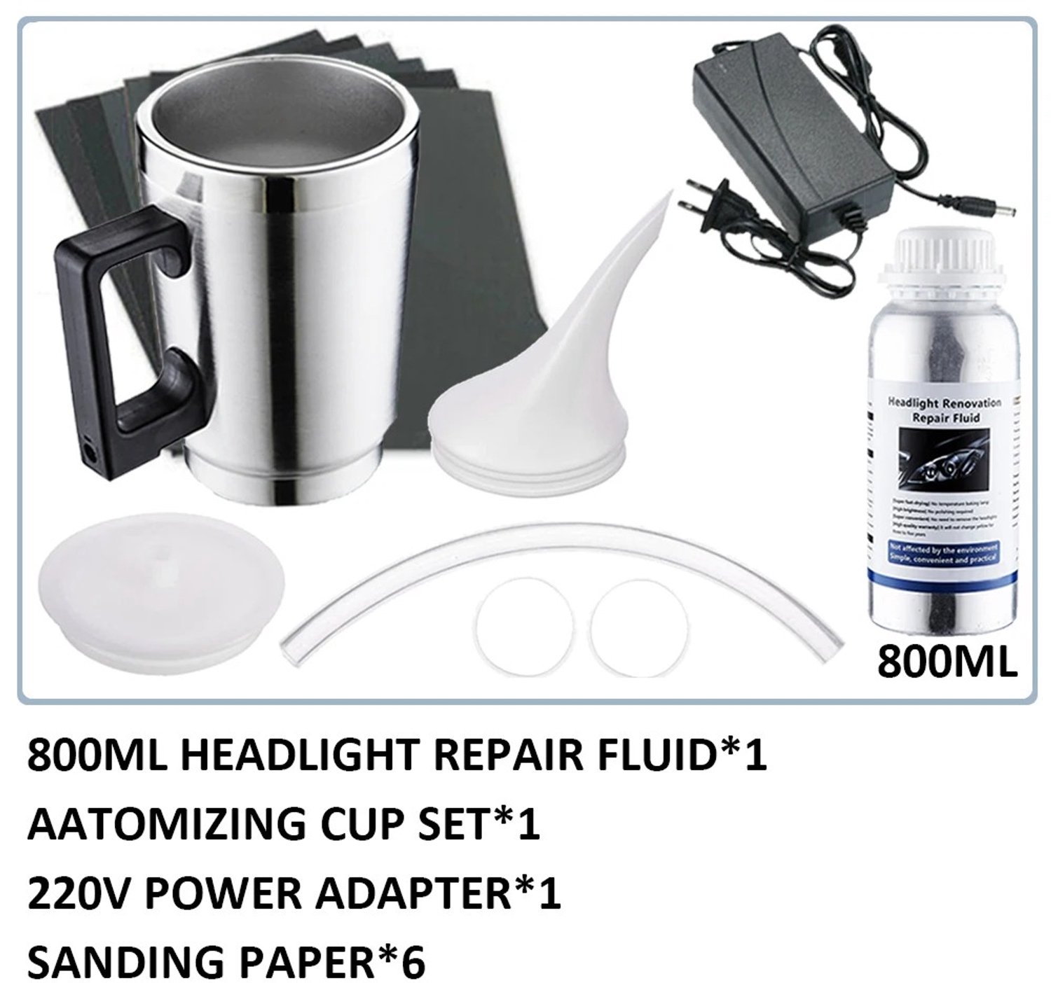 Cherrys Finds - Polijstset Koplamp - Reparatiekit - Polijstset - Komlamprestauratiekit - Koplamp Renovatie - Koplamp Polijstset - Polijsten - Auto - 800ML Vloeibaar Polymeer