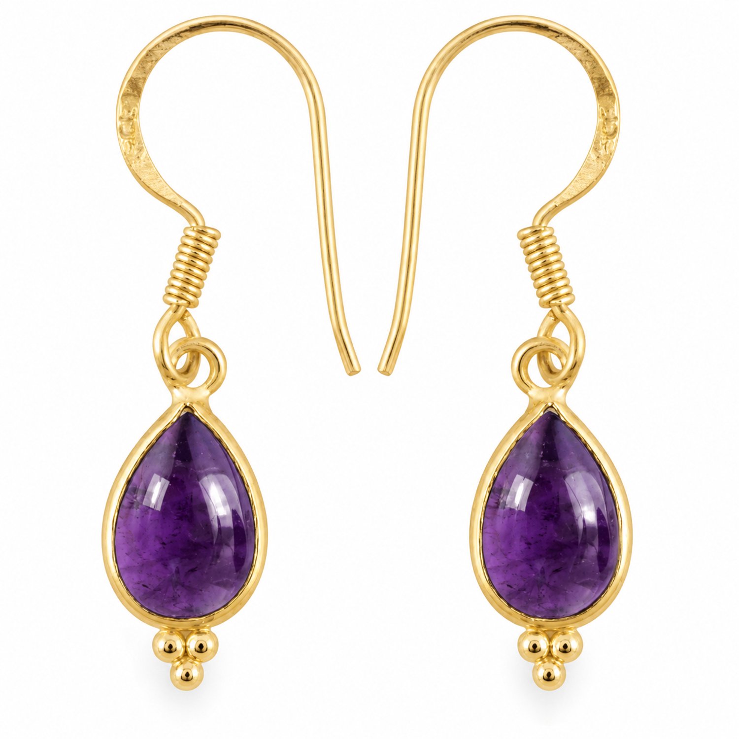 Natuursieraad - 925 sterling zilver goldplated amethist oorhangers oorbellen - luxe edelsteen sieraad - handgemaakt
