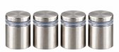 Afstandhouders rvs - 4 stuks - ophangsysteem - rvs - bevestiging voor plexiglas rvs dibond - naamborden - afstandhouder - fixing
