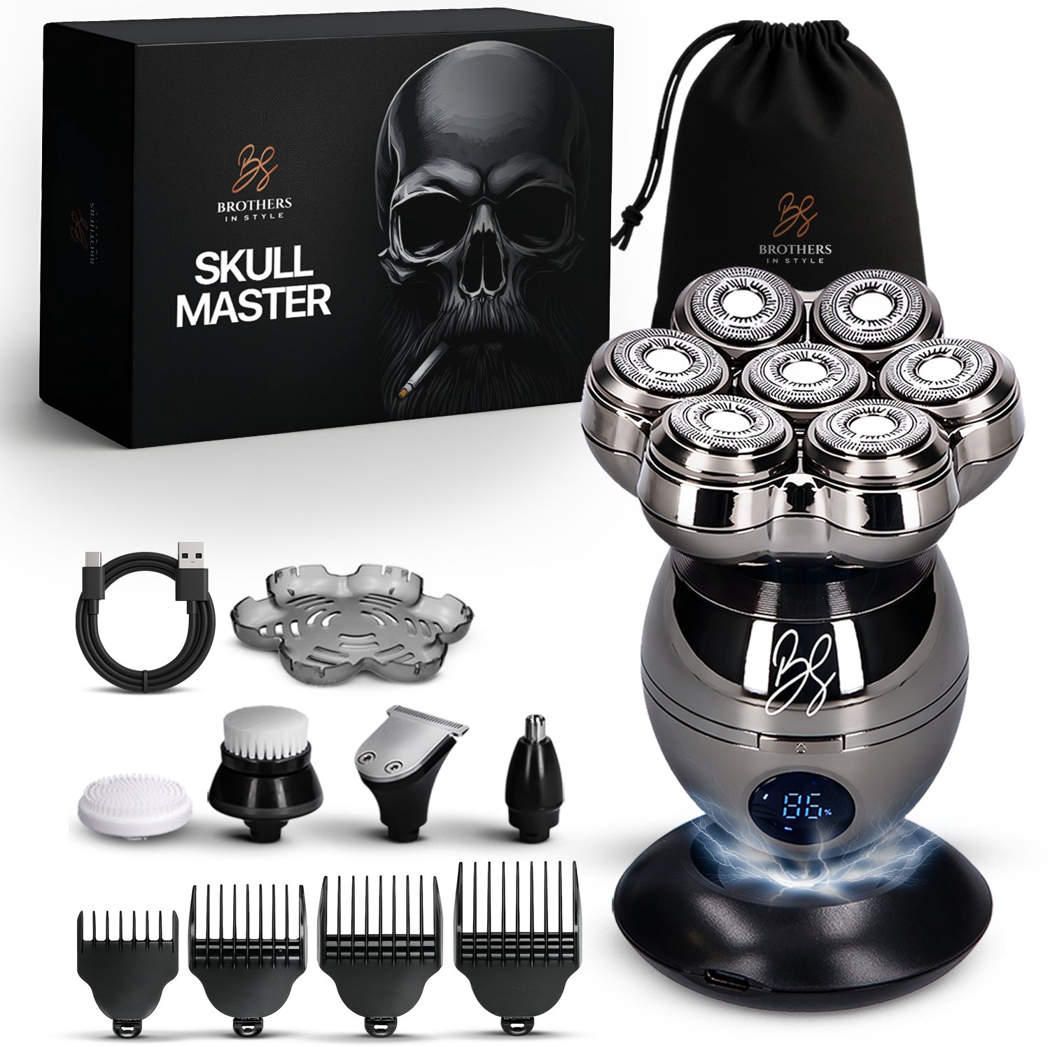 Bol.com Scheerapparaat Mannen 8-in-1 – Skull Master Pro - Hoofd Scheerapparaten – Head Shaver - Elektrische Shaver - Brothers in... aanbieding
