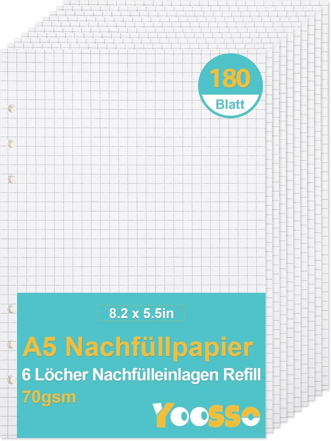 Navulverpakking A5 - geruit - 180 vellen - 6 gaten voor map - m-winkel