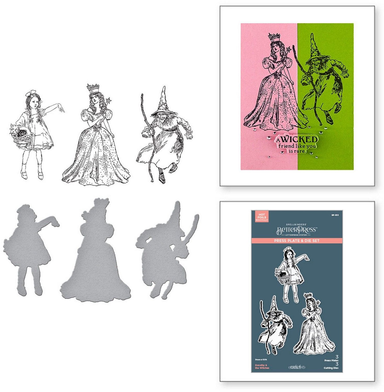 Spellbinders BetterPress Plates & Snijmallen - Dorothy & Witches - 6 st.