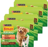 Bonzo Selections Maaltijdzakjes in Saus - Hondenvoer Natvoer - Rund Kip & Lam - 48 x 85 g