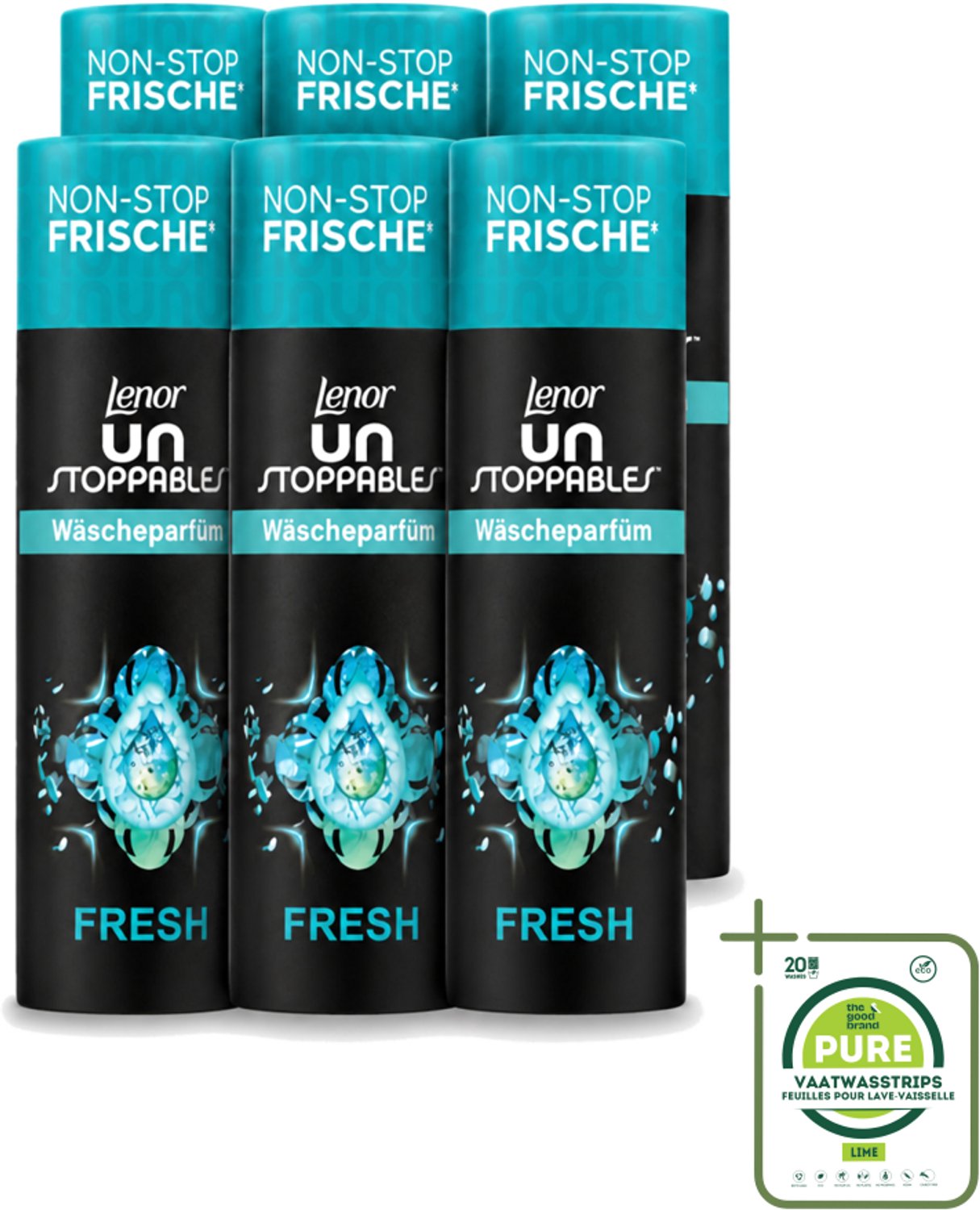 6 x Lenor – Geurbooster – Fresh – 12 Wasbeurten – 160 g - Grootverpakking - Vaatwasstrips - Geurbooster - Wasgeur - Frisheid - Wasmachine - Wasgoed