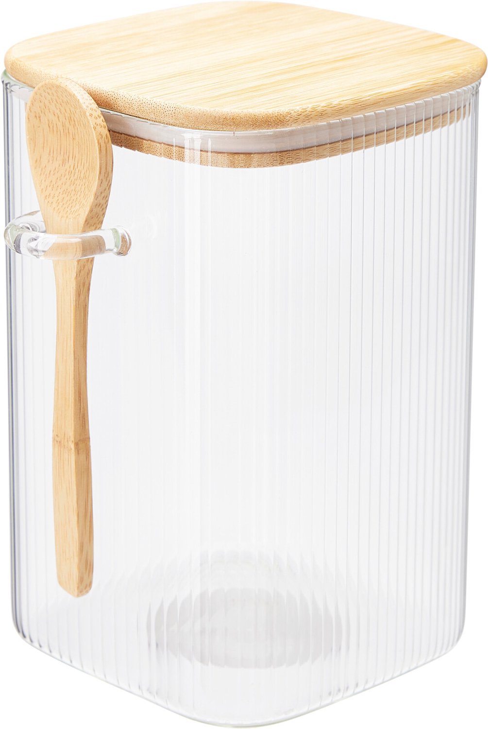EH Excellent Houseware - Glazen containers met deksels ZUNI, geribbeld glas