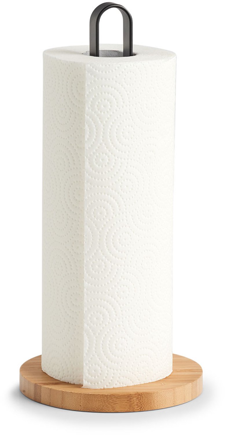 ZELLER - Keukenrolhouder met bamboe voet, Ø 15 x 31,5 cm