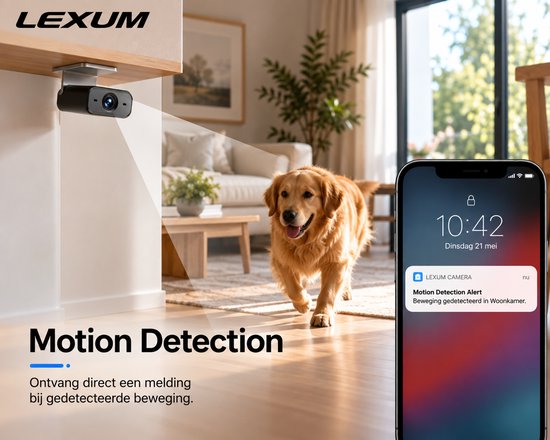 Lexum® Mini Beveiligingscamera WiFi – Draadloze IP Camera – Bewegingsdetectie – Nachtzicht – Magnetisch Bevestigen – App – Binnen & Buiten — afbeelding 4