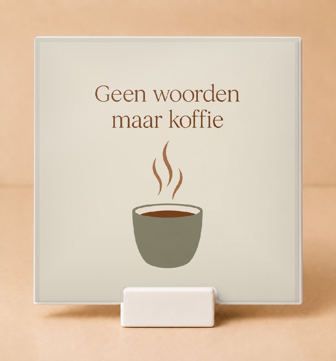 Bedruk King Vrolijke Bezint Eer Ge Begint met Koffie Tegel – Inspirerende Koffietegel voor Koffieliefhebbers en Thuisgebruik - 15 x 15 cm met houder Wit