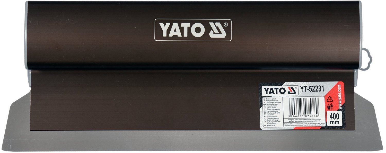 YATO YT-52231 Spachtelmes / Stucmes 400 mm - RVS Zuurbestendig Staal (0.3 mm) - Flexibel Vervangbaar Blad & Geanodiseerd Aluminium Handgreep - Voor Wand & Plafond