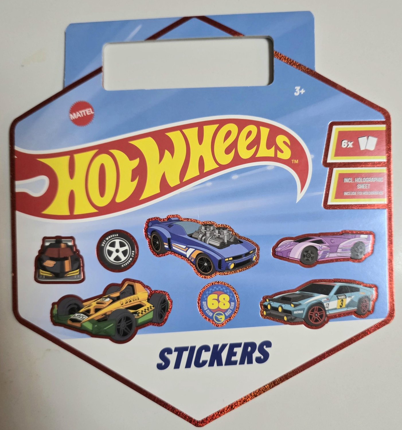 Mattel Hotwheels stickers - stickerboek met 6 stickervellen - auto's motors raceauto's van hot wheels - inclusief 1 holografisch stickervel