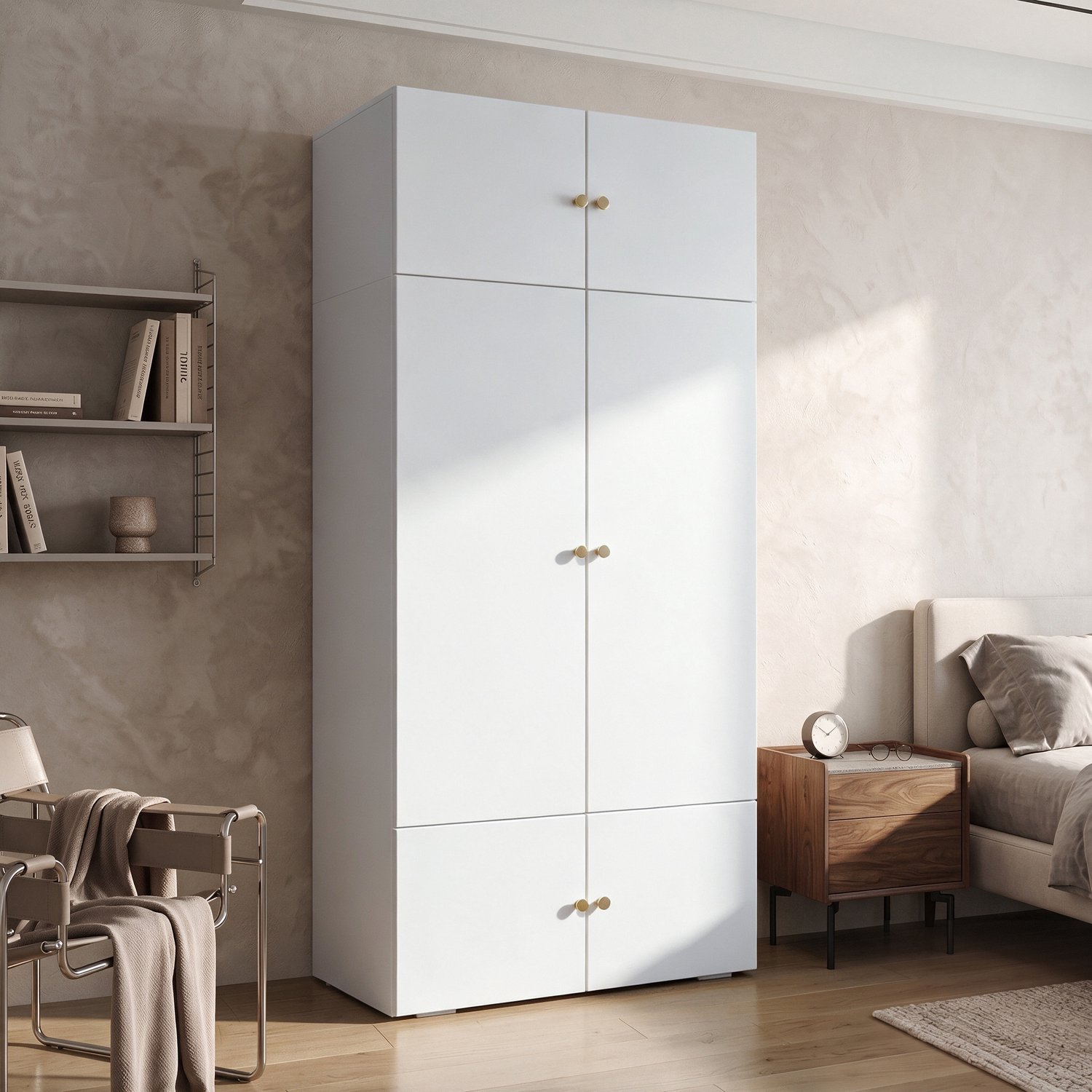 Merax Kledingkast 90×50×200 cm - 1 hangstang - 5 vakken - wit