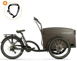 Vogue Journey Plus - Elektrische Bakfiets - 250W motor - Actieradius tot 60 km - 7 versnellingen - Hydraulische schijfremmen - Lage instap - Mat zwart
