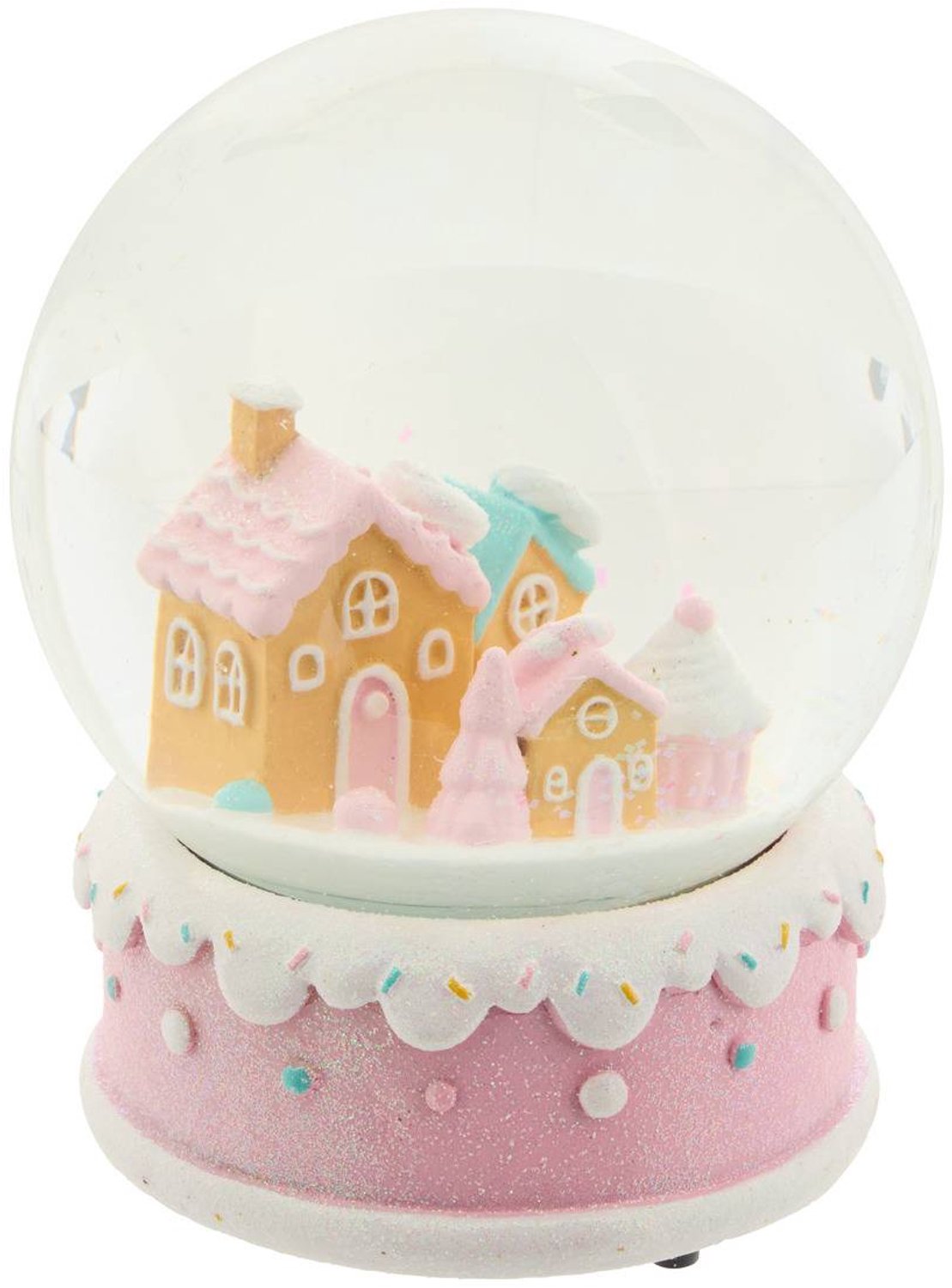 Fééric Lights and Christmas Muzikale Sneeuwbol Peperkoeken Huisje - Ø10xH13cm - Roze