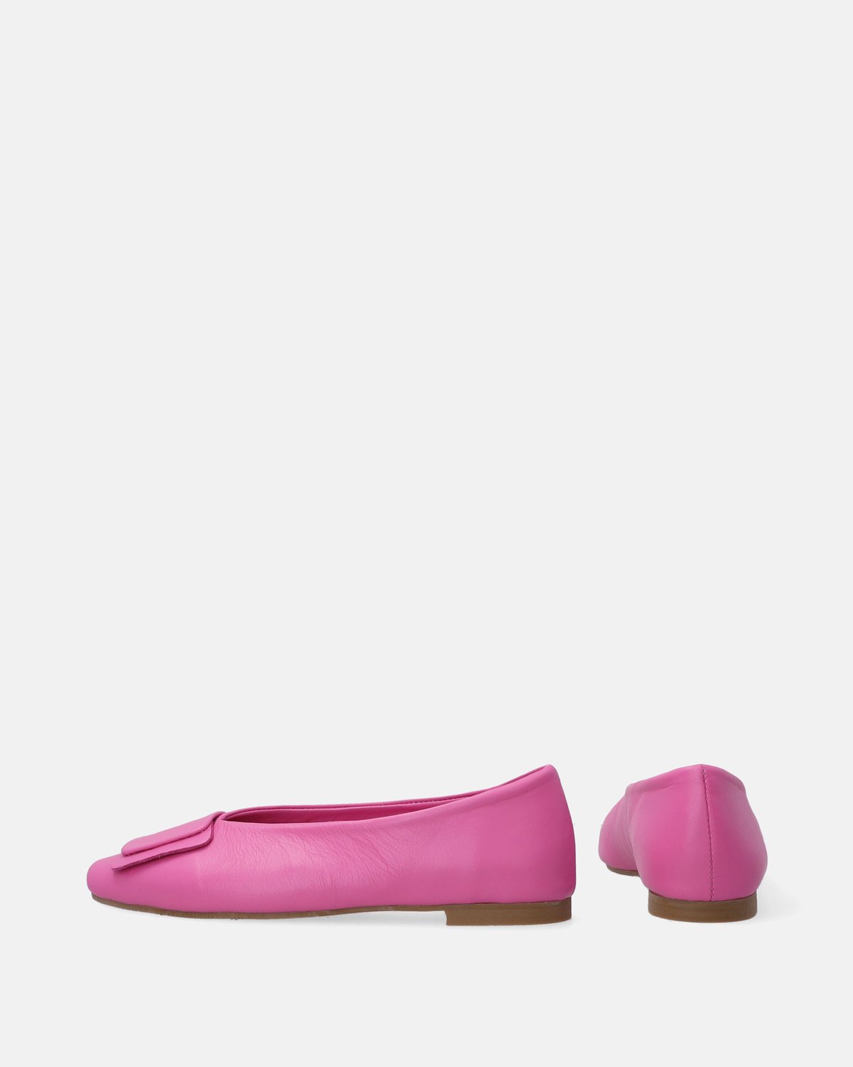 Roze ballerina's - Ballerina's - Vierkante neus - Leren bovenwerk