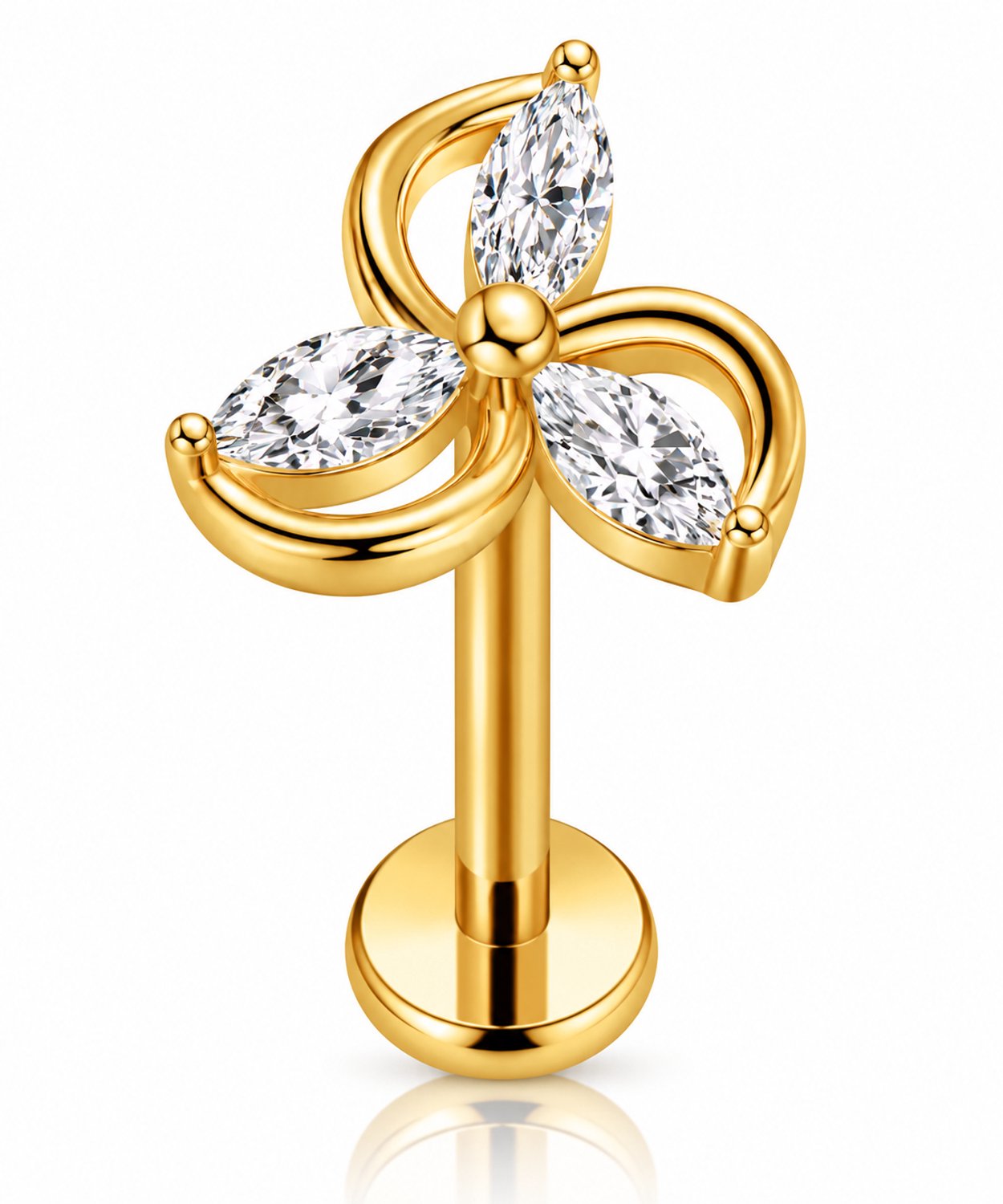 Maevi® Piercing voor Oor - Kleur: Goud - Formaat: 1.2 x 8 MM - Titanium - Tragus / Kraakbeen / Helix / Conch - Oorpiercing - Piercing Sieraad - Hoge Kwaliteit - Labret Piercing - Luxe Sieraad - Oorbellen - Incl Luxe Verpakking - 18K Goldplated