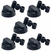 Fixem - universele gasfornuis kookplaat oven knoppen set 5 stuks zwart