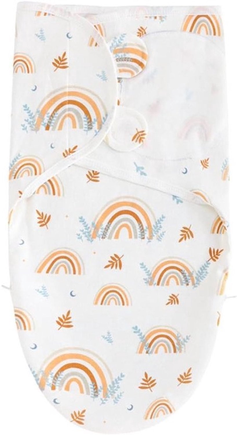 Babyswaddle Katoen - Wikkeldoek voor Baby - Rustige Slaap - Hypoallergeen en Ademend - 73 x 50 cm - Kaki Regenboog