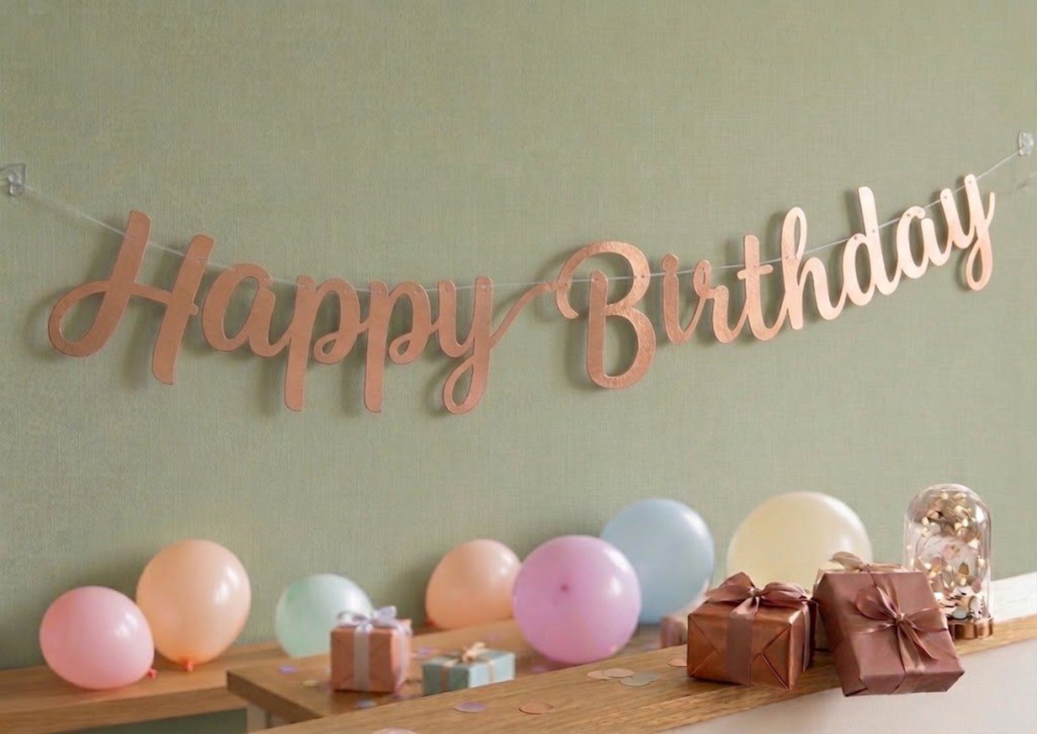 Happy bday slinger rosegoud 5m - one size