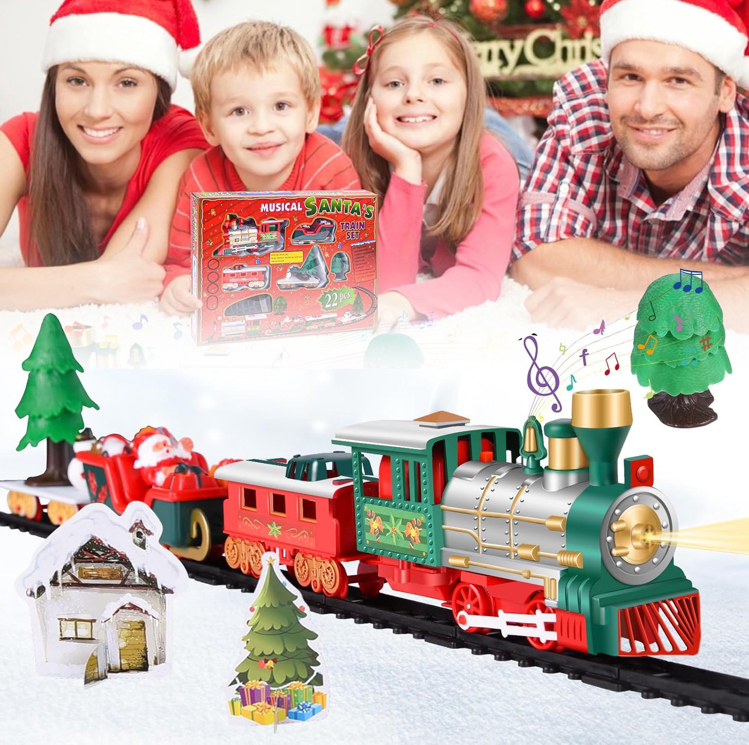 Kersttreinset Voor Kinderen - Elektrische Speelgoedtrein Met Licht En Geluid - Kersttrein-Speelgoedset Voor Onder De Kerstboom