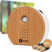 Amido® Vogelhuisje Met Geluid - Incl. Batterijen en 5 Natuurlijke Geluiden - Dark Oak - Vogelgeluiden Huisje met Sensor - vogelhuisje met geluid voor op wc