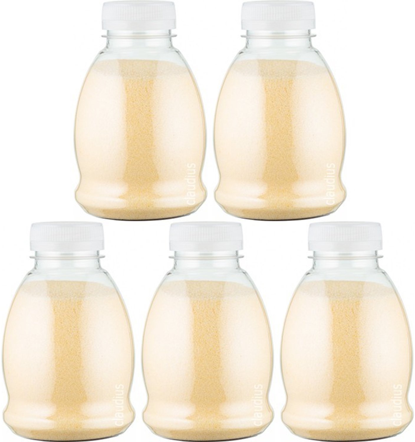 Claudius Scrubzout Vanille - 375 gram - Fles met transparante dop - Set van 5 stuks - Hydraterende Lichaamsscrub - Body Scrub