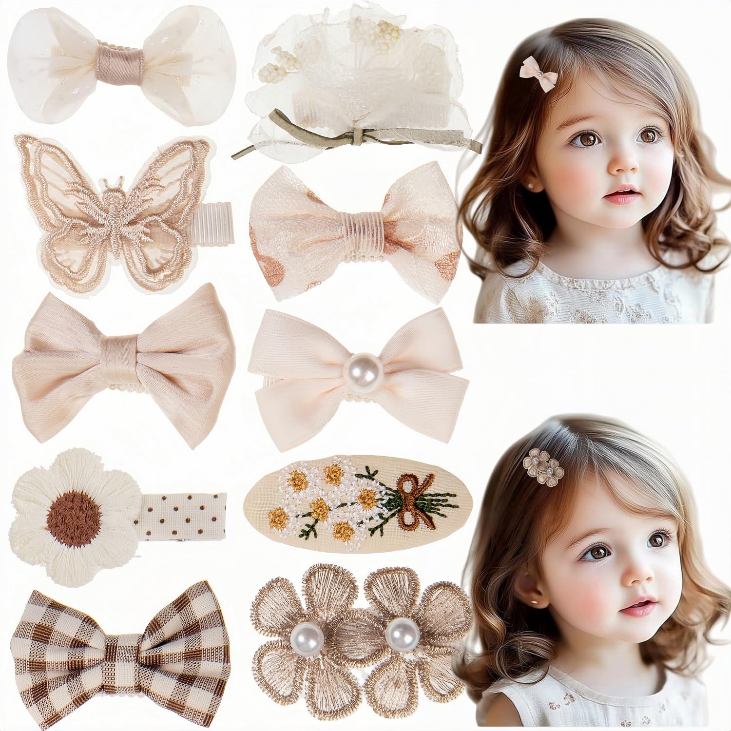 Haarspelden – Set van 10 Stuks Geborduurde Bloemen Klikspeldjes – Schattige Stoffen Haaraccessoires voor Kleine en Grote Meisjes