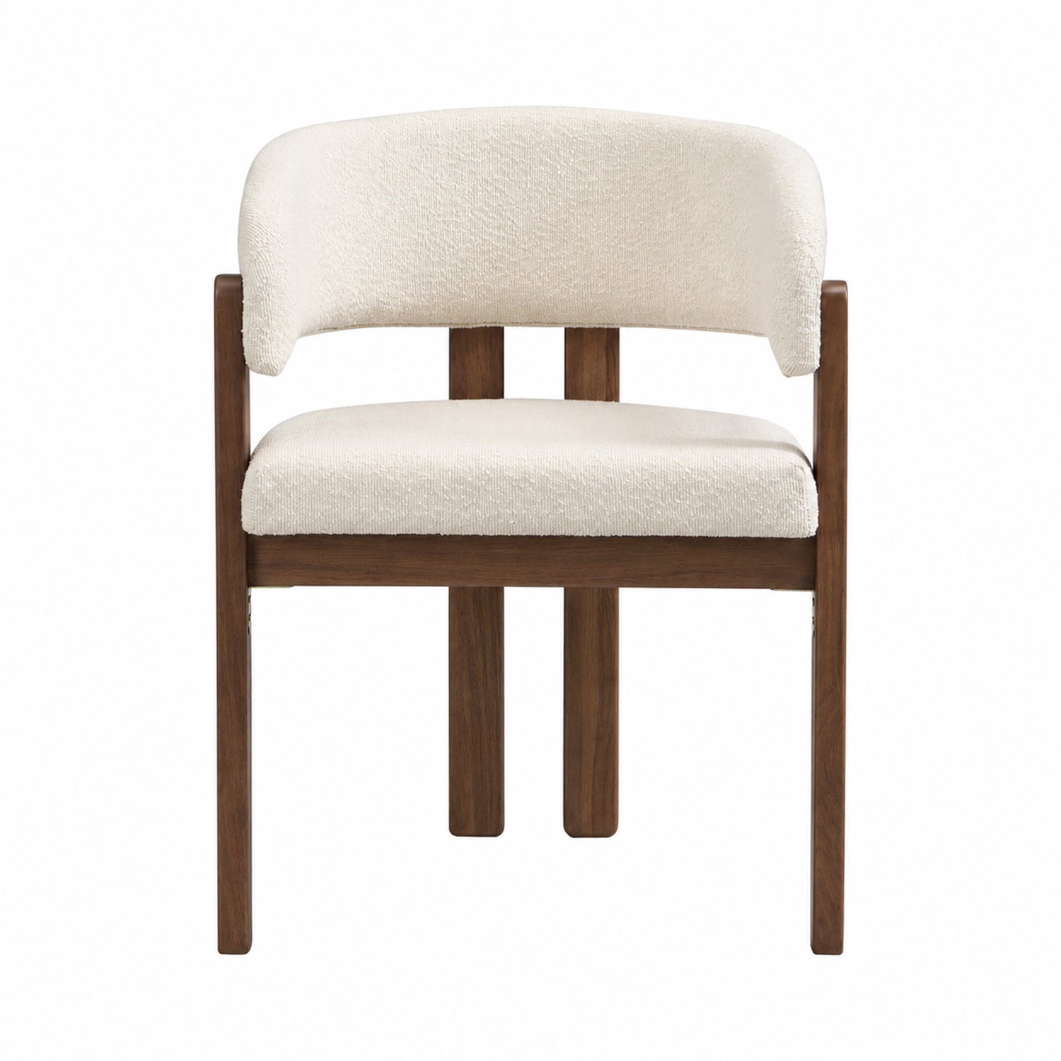 SONNENH Eetkamerstoelen set van 6 - Beige bouclé - Massief rubberhout in walnootkleur - Houten armleuningen