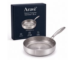 Aravé® Titanium Pan - 28 cm - Inductie Hapjespan - PFAS Vrij - Diepe Braadpan - Zonder Antiaanbaklaag