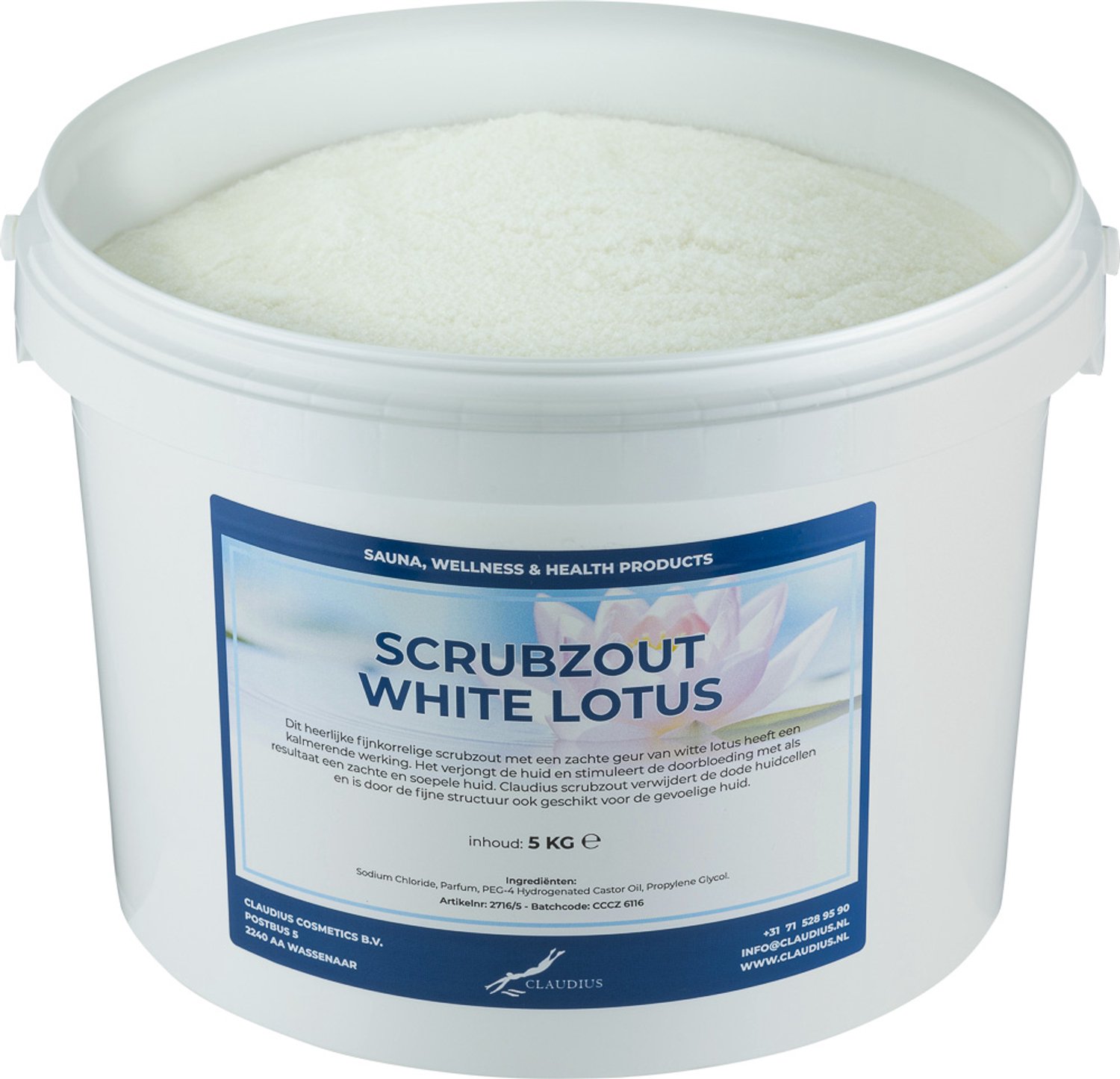 Claudius Scrubzout White Lotus - 5 KG - Hydraterende Lichaamsscrub - Body Scrub