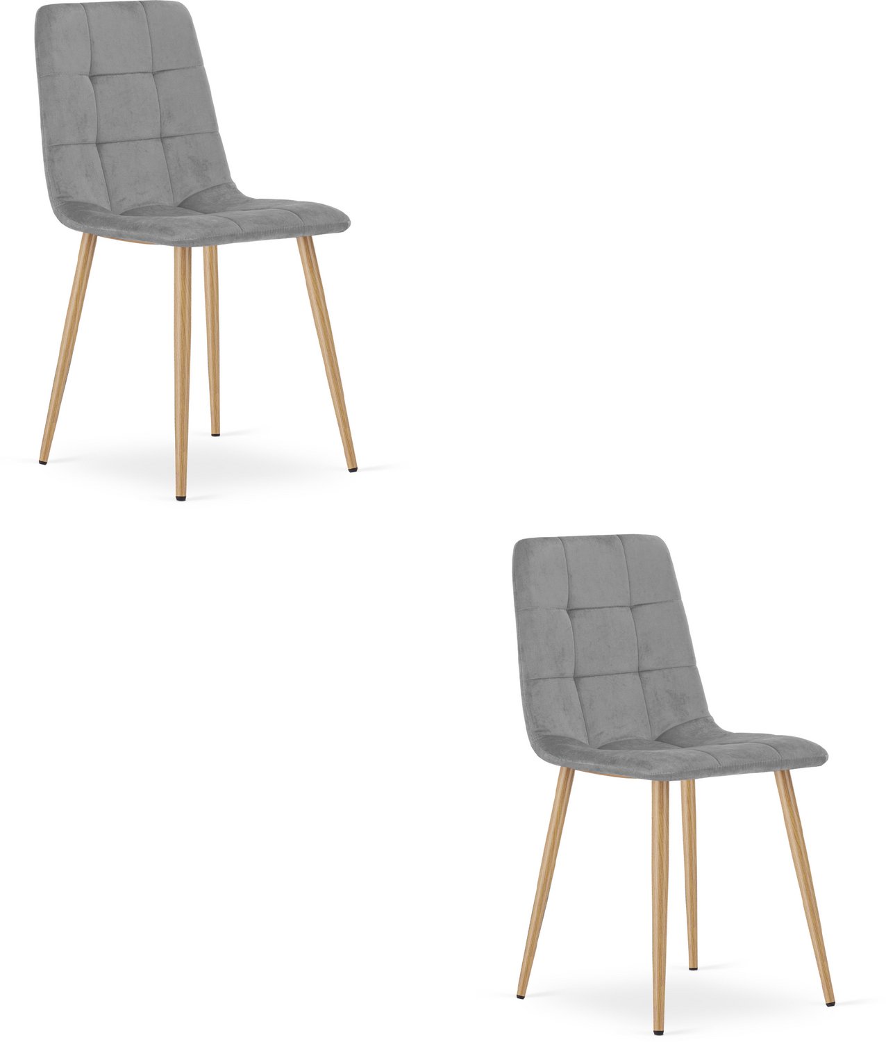 LEOBERT KARA Eetkamerstoelen – Set van 2 – Grijs Velvet – Metalen Poten – Comfortabele Ergonomische Zitting – Modern Design – Velvet Stoel voor Woonkamer, Keuken en Eetkamer – Max. 110 kg per Stoel