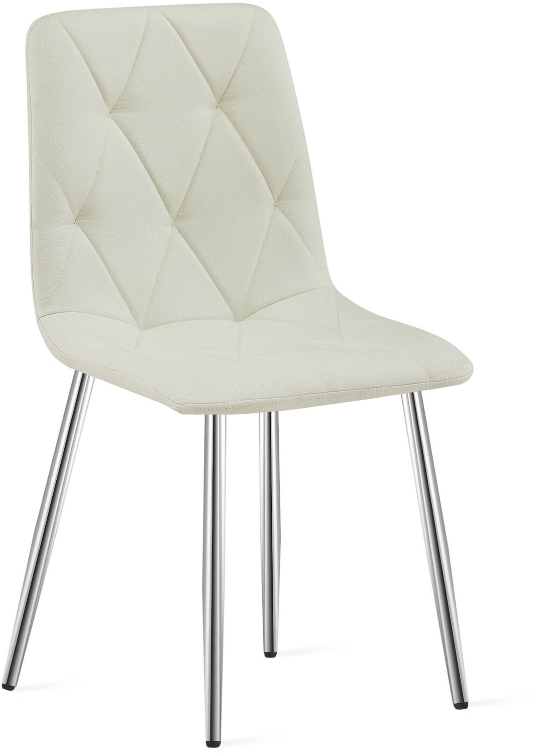 LEOBERT LIBRA Eetkamerstoel – Beige Stof – Metalen Poten – Comfortabele Gestoffeerde Zitting – Modern Design – Voor Woonkamer, Keuken en Eetkamer – Max. 110 kg